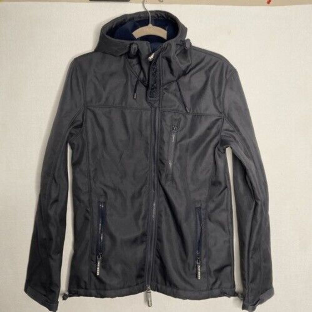 Superdry JPN Mens Dark Gray Hooded Lined Full Zip‎ Original Windtrekker Jacket S